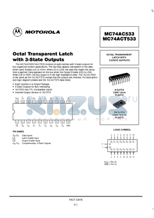 MC74ACT533 datasheet - OCTAL TRANSPARENT LATCH WITH 3-STATE OUTPUTS