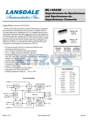ML145428RP datasheet - Asynchronous-to-Synchronous and Synchronous-to-Asynchronous Converter