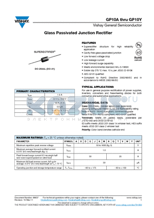 GP10A datasheet - Glass Passivated Junction Rectifier