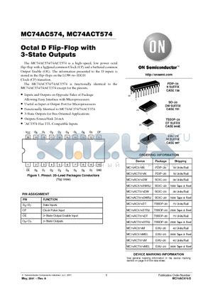 MC74ACT574 datasheet - Octal D Flip-Flop with 3-State Outputs