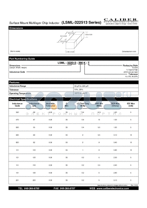 LSML-322513-101K-B datasheet - Surface Mount Multilayer Chip Inductor