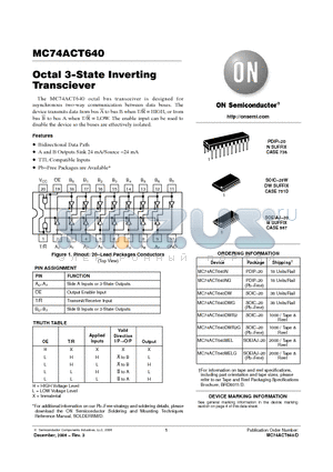 MC74ACT640 datasheet - Octal 3−State Inverting Transciever