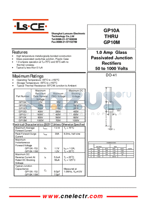 GP10M datasheet - 1.0Amp glass passivated junction rectifiers 50to1000 volts
