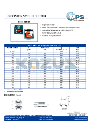 P1601-431 datasheet - PRECISION SMD INDUCTOR