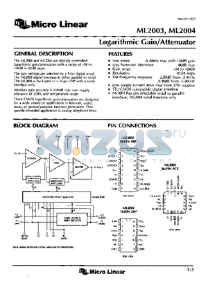 ML2004IP datasheet - Logarithmic Gain/Attenuator