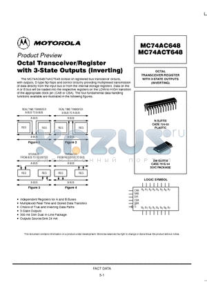 MC74ACT648N datasheet - OCTAL TRANSCEIVER/REGISTER WITH 3-STATE OUTPUTS (INVERTING)
