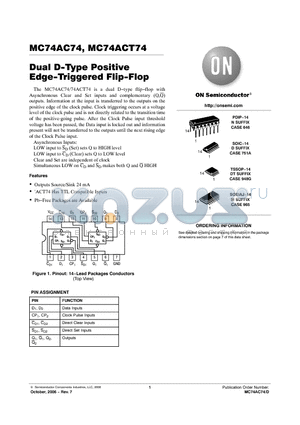 MC74ACT74DG datasheet - Dual D−Type Positive Edge−Triggered Flip−Flop