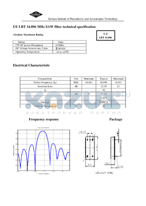 LBT16896 datasheet - SAW filter technical specification