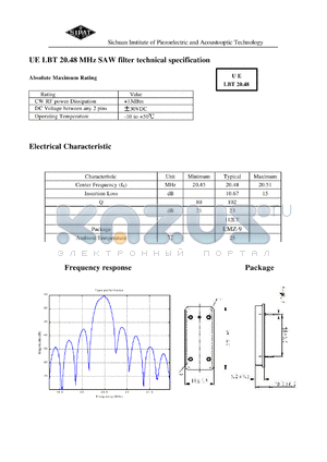 LBT2048 datasheet - SAW filter technical specification