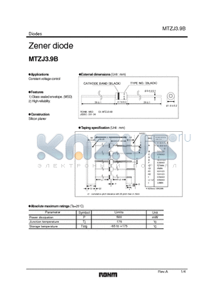 MTZJ4.7B datasheet - Zener diode