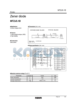 MTZJ5.1B datasheet - Zener diode