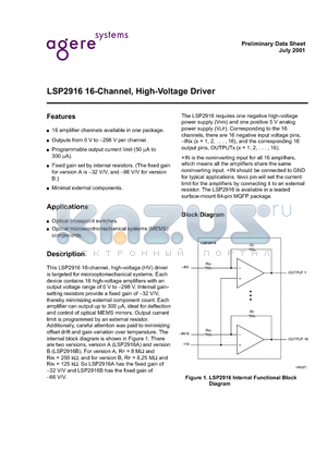 LSP2916B datasheet - LSP2916 16-Channel, High-Voltage Driver