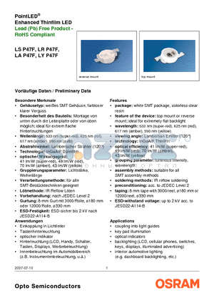 LSP47F-U1AA-1-1 datasheet - Enhanced Thinfilm LED