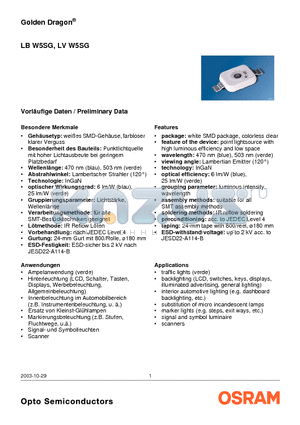 LBW5SG-DYEZ-35 datasheet - Vorlaufige Daten  Preliminary Data