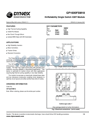 GP1600FSM18 datasheet - Hi-Reliability Single Switch IGBT Module