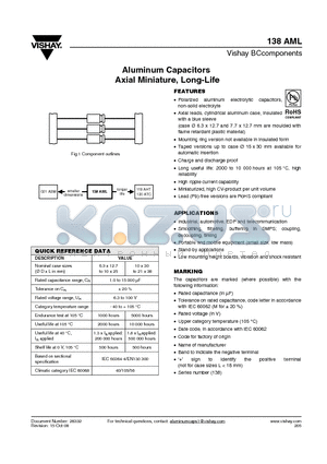 MAL213817102E3 datasheet - Aluminum Capacitors Axial Miniature, Long-Life