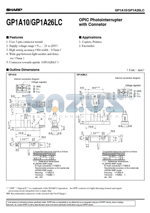 GP1A10 datasheet - OPIC Photointerrupter with Connetor