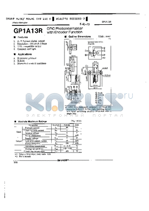 GP1A13R datasheet - OPIC PHOTOINTERRUPTER WITH ENCODER FUNTION