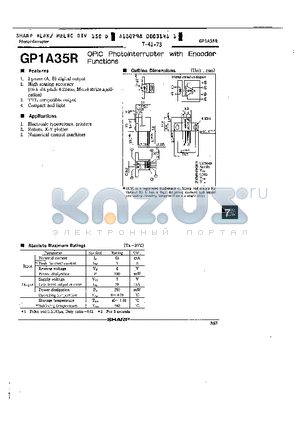 GP1A35R datasheet - OPIC PHOTOINTERRUPTER WITH ENCODER FUNCTIONS