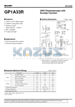 GP1A33R datasheet - OPIC Photointerruper with Encoder Function