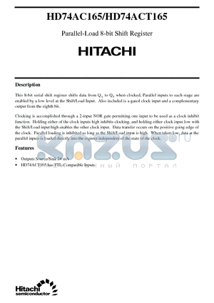 HD74AC165 datasheet - Parallel-Load 8-bit Shift Register