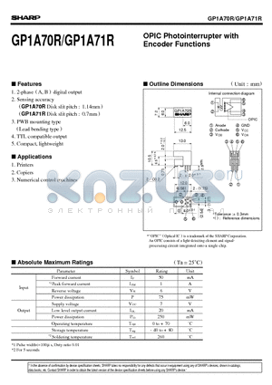 GP1A71R datasheet - OPIC Photointerrupter with Encoder Functions