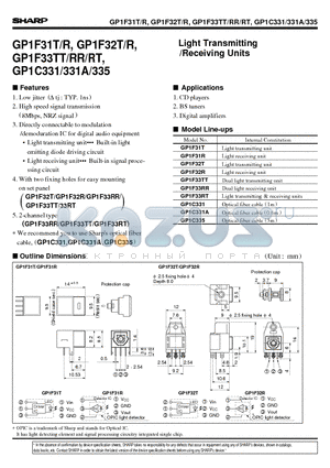 GP1F31R datasheet - Light Transmitting/Receiving Units