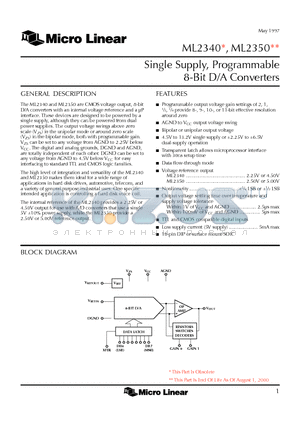 ML2350CCP/5 datasheet - Single Supply, Programmable 8-Bit D/A Converters