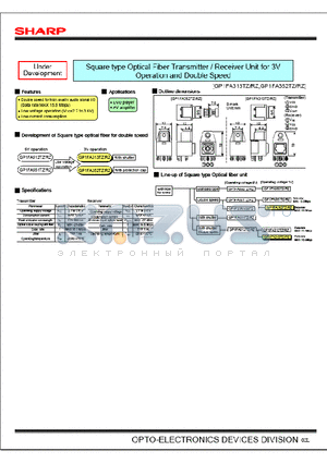 GP1FA511RZ datasheet - Square type Optical Fiber Transmitter/Receiver Unit for 3V Operation and Double Speed