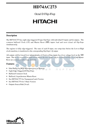 HD74AC273 datasheet - Octal D Flip-Flop