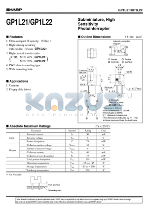 GP1L22 datasheet - Subminiature, High Sensitivity Photointerrupter