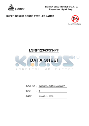 LSRF12343/S3-PF datasheet - SUPER BRIGHT ROUND TYPE LED LAMPS