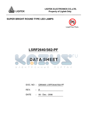 LSRF2640/S62-PF datasheet - SUPER BRIGHT ROUND TYPE LED LAMPS