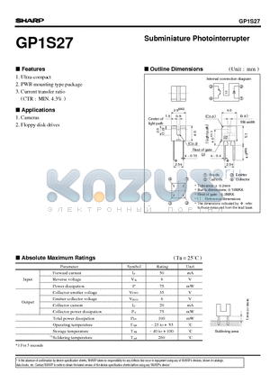 GP1S27 datasheet - Subminiature Photointerrupter