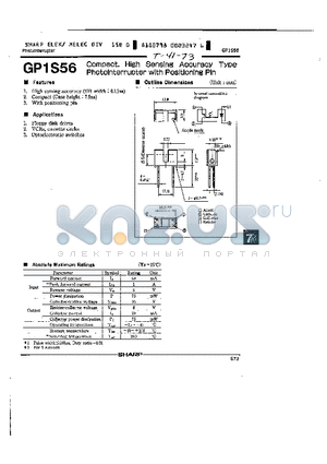 GP1S56 datasheet - Compact, High Sensing Accuracy Type Photointerrupter with Positioning Pin