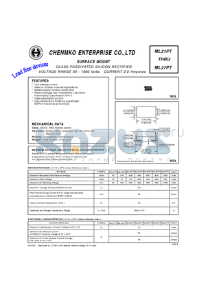 ML27PT datasheet - GLASS PASSIVATED SILICON RECTIFIER