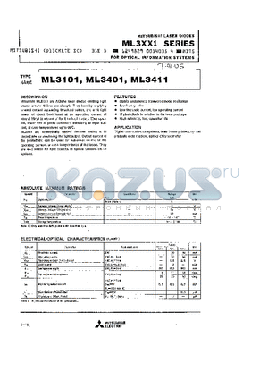 ML3101 datasheet - MITSUBISHI LASER DIODES FOR OPTICAL INFORMATION SYSTEMS