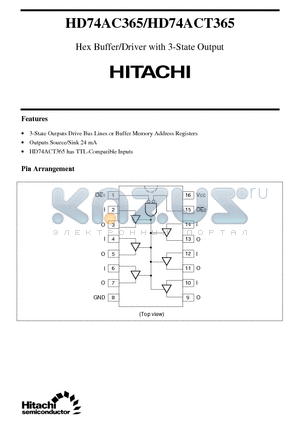 HD74ACT365 datasheet - Hex Buffer/Driver with 3-State Output