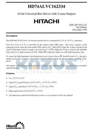 HD74ALVC162334 datasheet - 16-bit Universal Bus Driver with 3-state Outputs