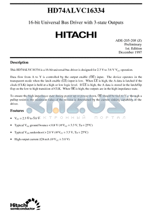 HD74ALVC16334 datasheet - 16-bit Universal Bus Driver with 3-state Outputs