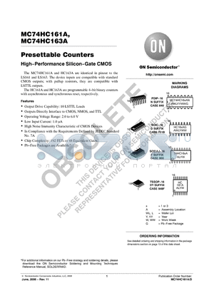 MC74HC161AN datasheet - Presettable Counters High−Performance Silicon−Gate CMOS