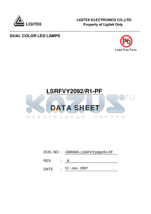 LSRFVY2092-R1-PF datasheet - DUAL COLOR LED LAMPS