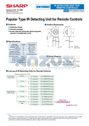 GP1UX502QS datasheet - GP1UX50QS