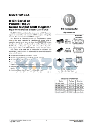 MC74HC165ADR2 datasheet - 8-Bit Serial or Parallel-Input/Serial-Output Shift Register