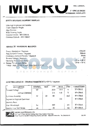 MU13001A datasheet - 3 SINGLE DIGIT NUMBERIC DISPLAYS