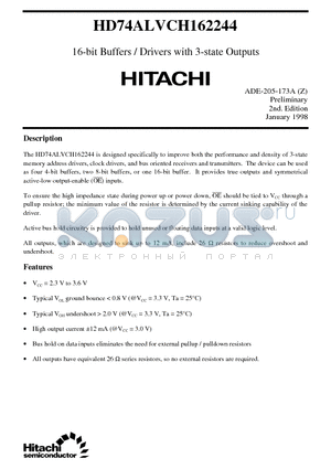 HD74ALVCH162244 datasheet - 16-bit Buffers / Drivers with 3-state Outputs
