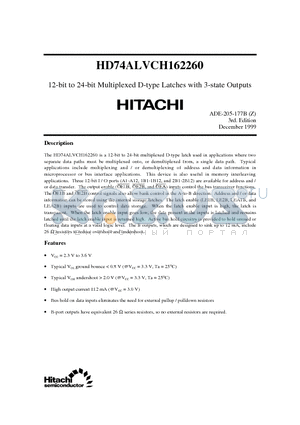 HD74ALVCH162260 datasheet - 12-bit to 24-bit Multiplexed D-type Latches with 3-state Outputs