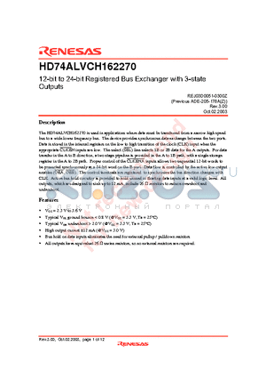 HD74ALVCH162270 datasheet - 12-bit to 24-bit Registered Bus Exchanger with 3-state Outputs