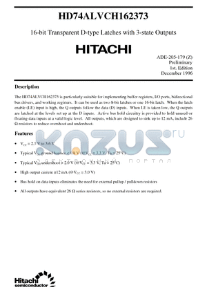 HD74ALVCH162373 datasheet - 16-bit Transparent D-type Latches with 3-state Outputs
