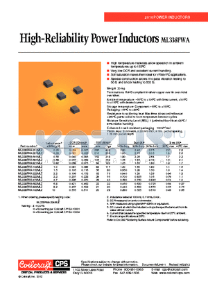 ML338PWA501MLZ datasheet - High-Reliability Power Inductors